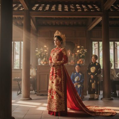 Áo dài cưới ngày xưa truyền thống