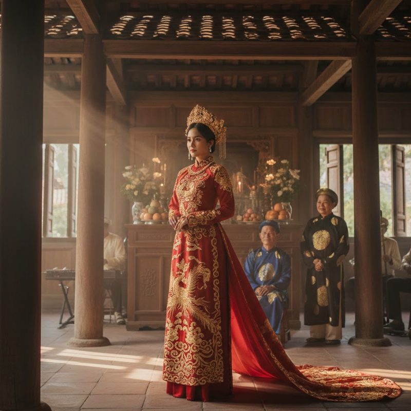 Áo dài cưới ngày xưa truyền thống