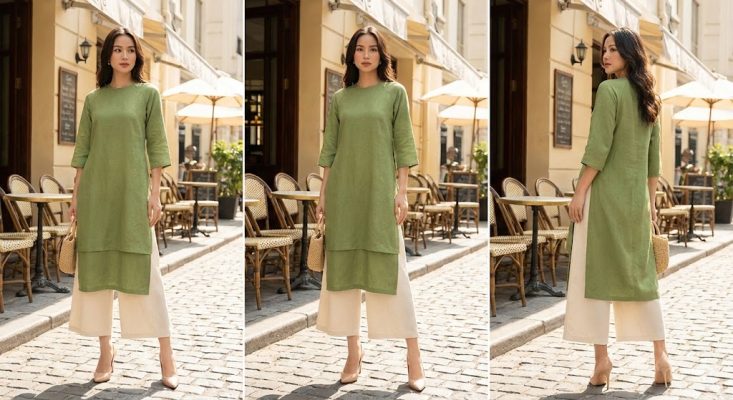 Áo dài cách tân phối với quần gì? Quần culottes là lựa chọn hoàn hảo