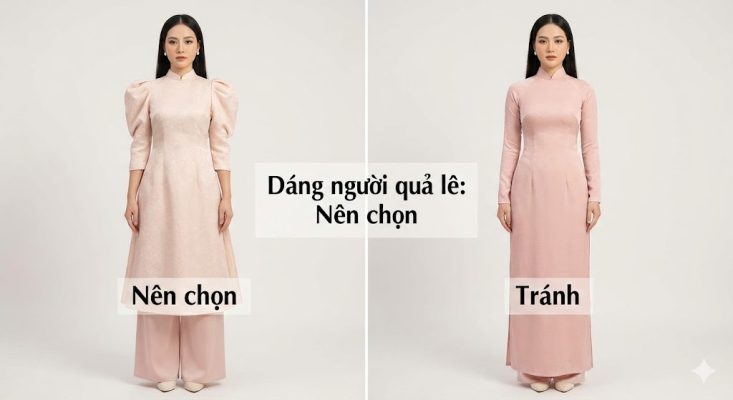 Cách chọn áo dài cách tân tay lỡ trẻ trung cho dáng người quả lê