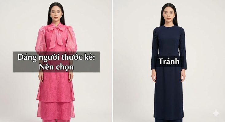 Cách chọn áo dài cách tân tay lỡ trẻ trung cho dáng người thước kẻ