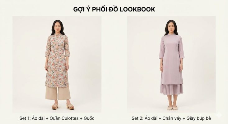 Cách phối đồ với áo dài cách tân tay lỡ đẹp