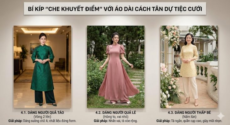 Chọn áo dài cách tân dự tiệc cưới theo dáng người